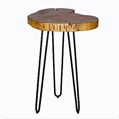 Alaterre Furniture Hairpin Live Edge Round End Table