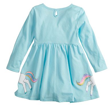 Toddler Girl Jumping Beans® Long-Sleeve Glitter Unicorn Skater Dress
