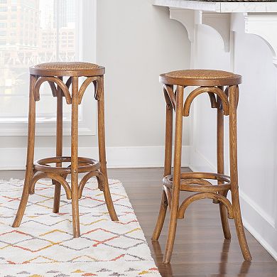 Linon Rae Vintage Inspired Backless Bar Stool