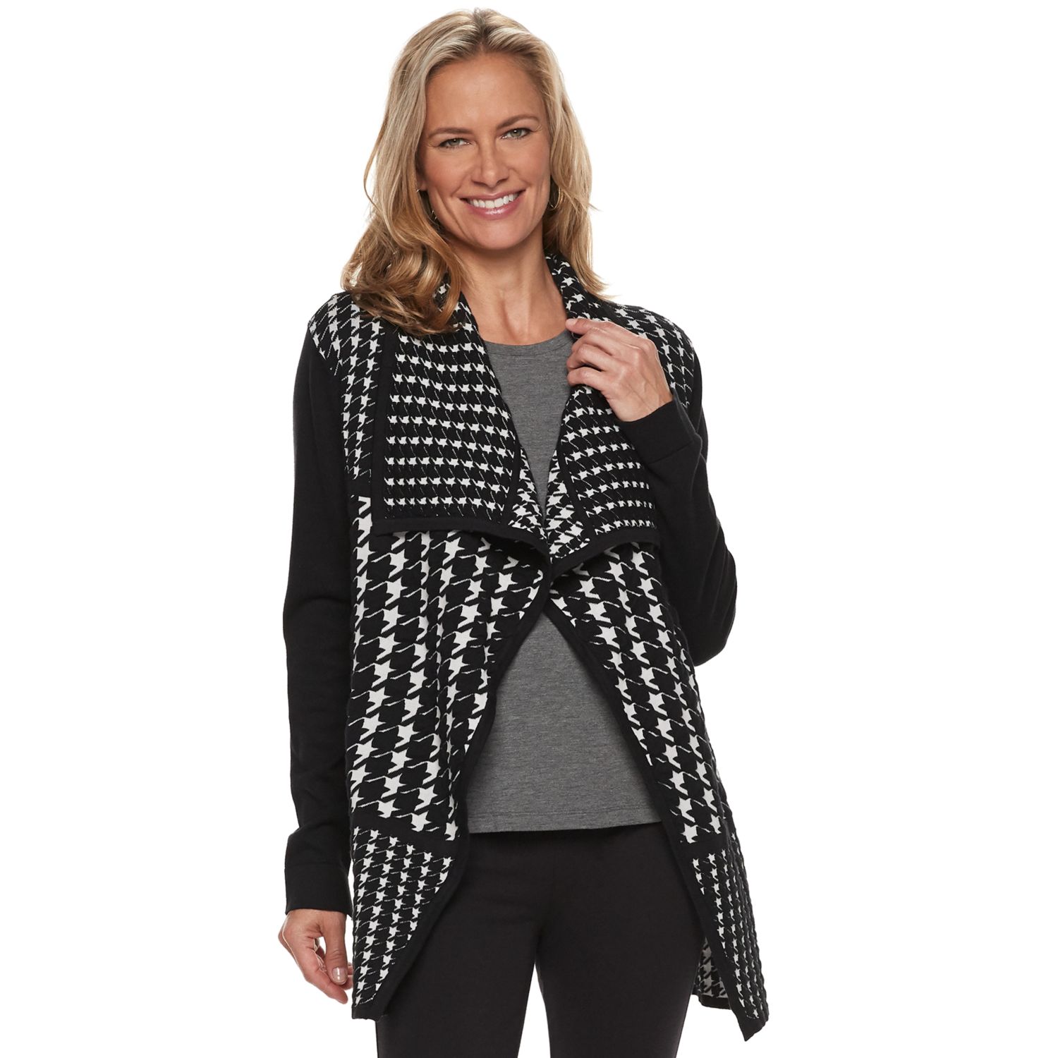 houndstooth cardigan sweater
