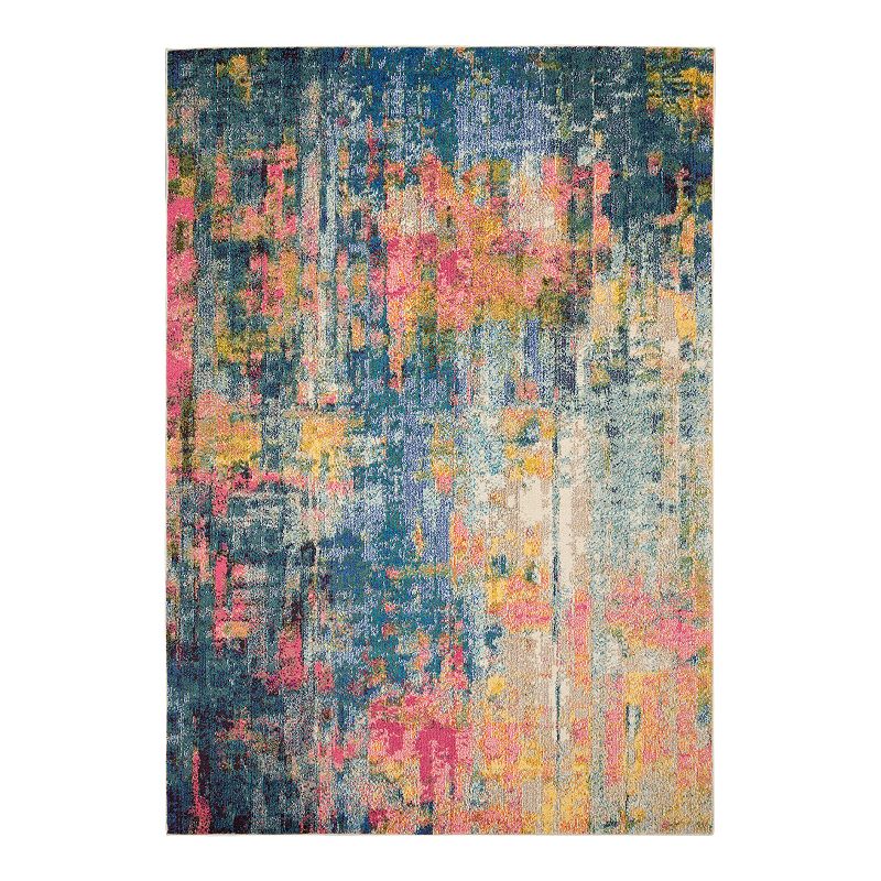 Nourison Celestial Abstract Blue/Yellow 2 2  x 3 9  Area Rug  (2x4)