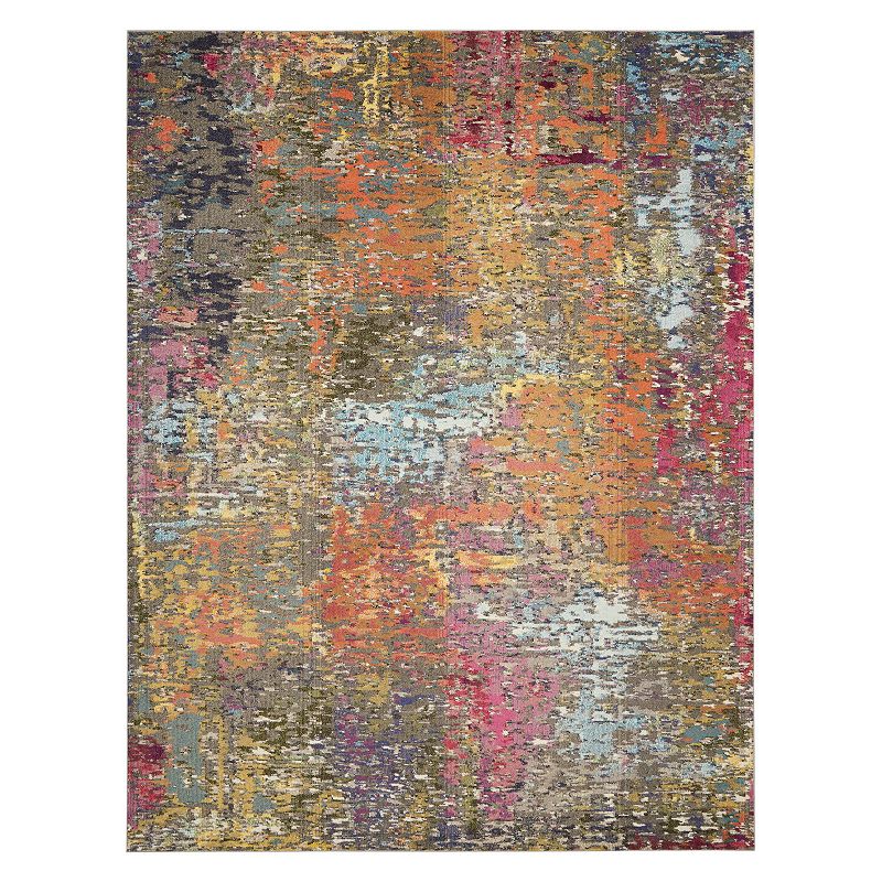 Nourison Celestial Distressed Abstract Rug, Orange, 5X7 Ft