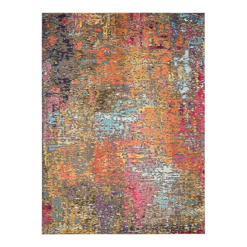 Nourison Celestial Distressed Abstract Rug, Orange, 5X7 Ft