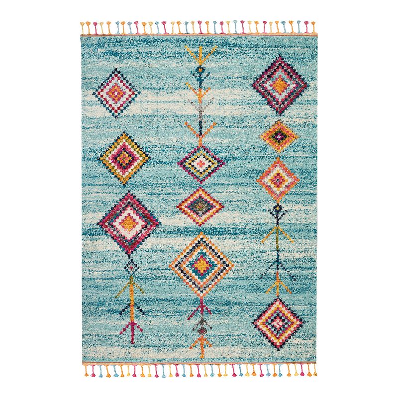 Nourison Moroccan Geometric Rug, Turquoise/Blue, 6.5X9.5 Ft