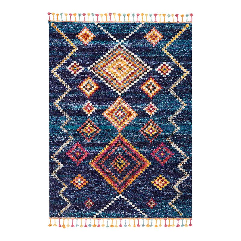 Nourison Moroccan Geometric Tassel Rug, Blue, 8X10.5 Ft
