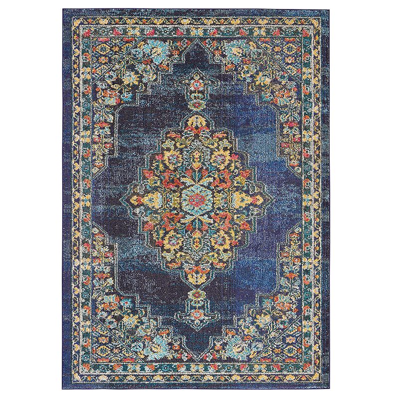 Nourison Passionate Medallion Rug, Blue, 6.5X9.5 Ft