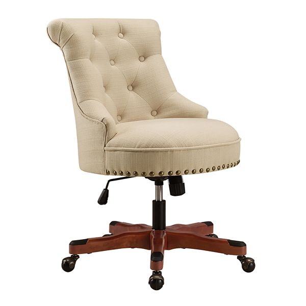 Sinclair Traditional Tufted Swivel Chair with Casters & Adjustable Height - Linon