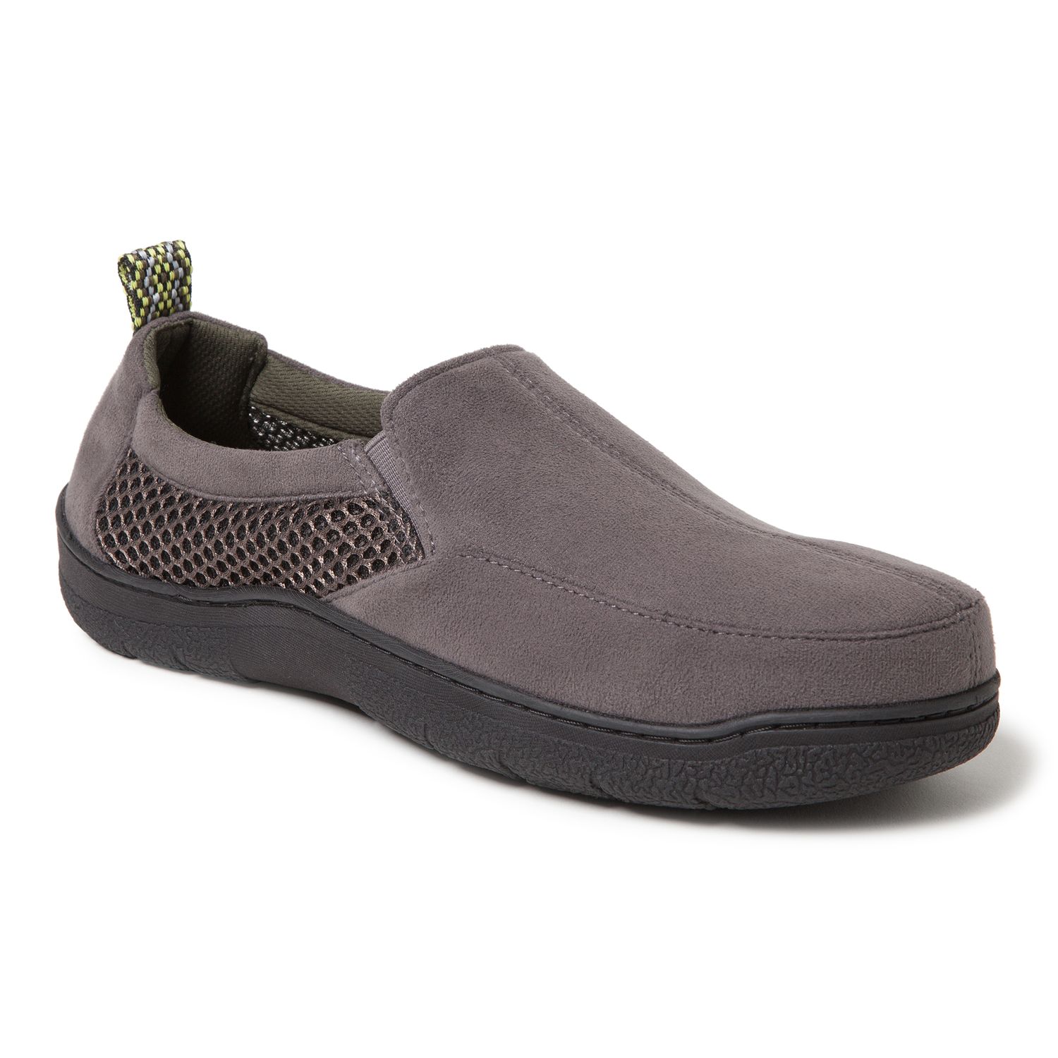 men's dearfoams microsuede whipstitch trim clog slippers