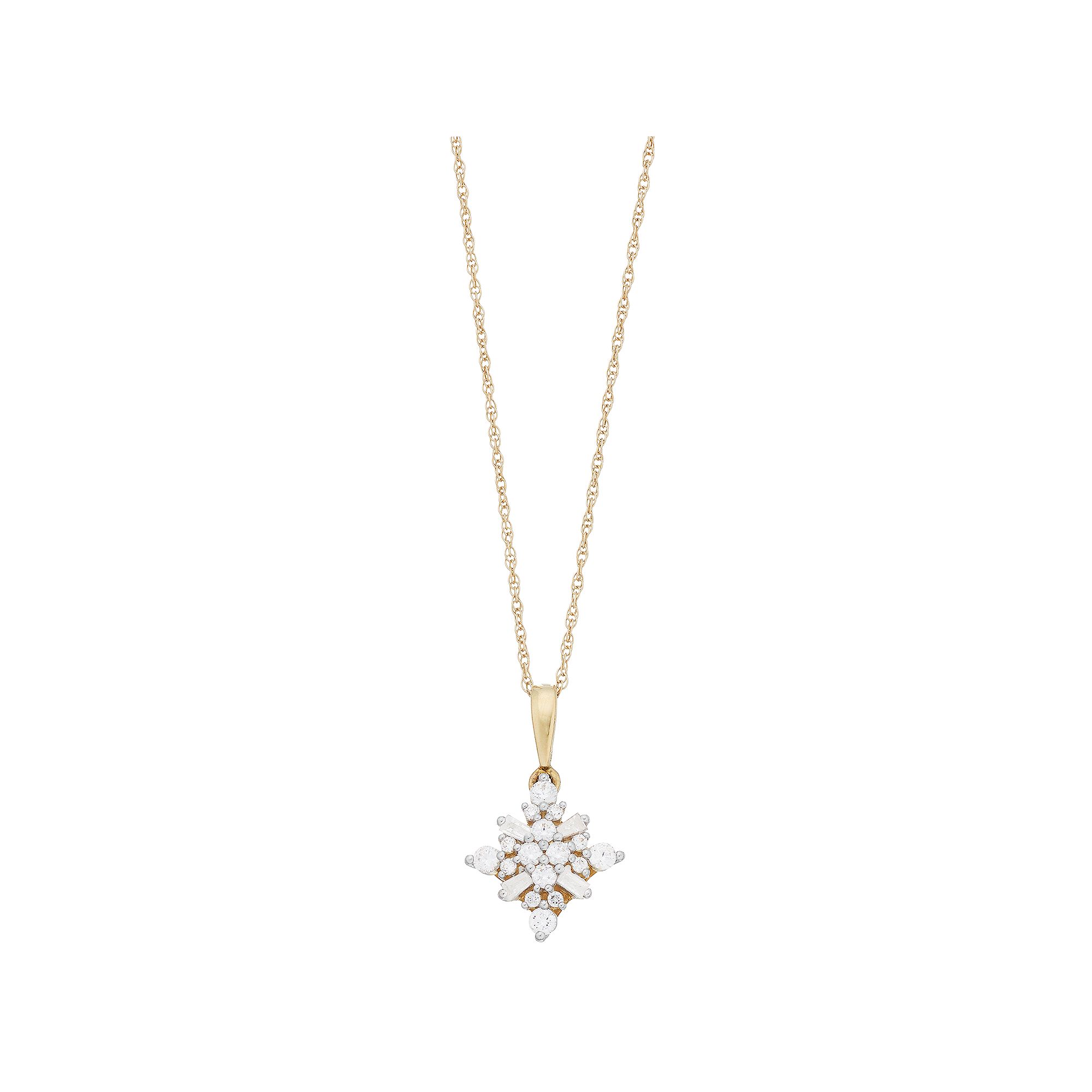 10k Gold 1/4 Carat T.W. Diamond Flower Pendant Necklace, Womens, Size: 18