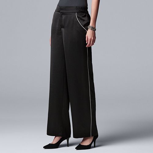 Women's Simply Vera Vera Wang Pinstripe WideLeg Satin Pants