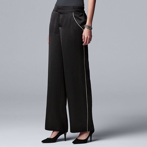 Simply Vera Vera Wang + Pinstripe Wide Leg Satin Pants