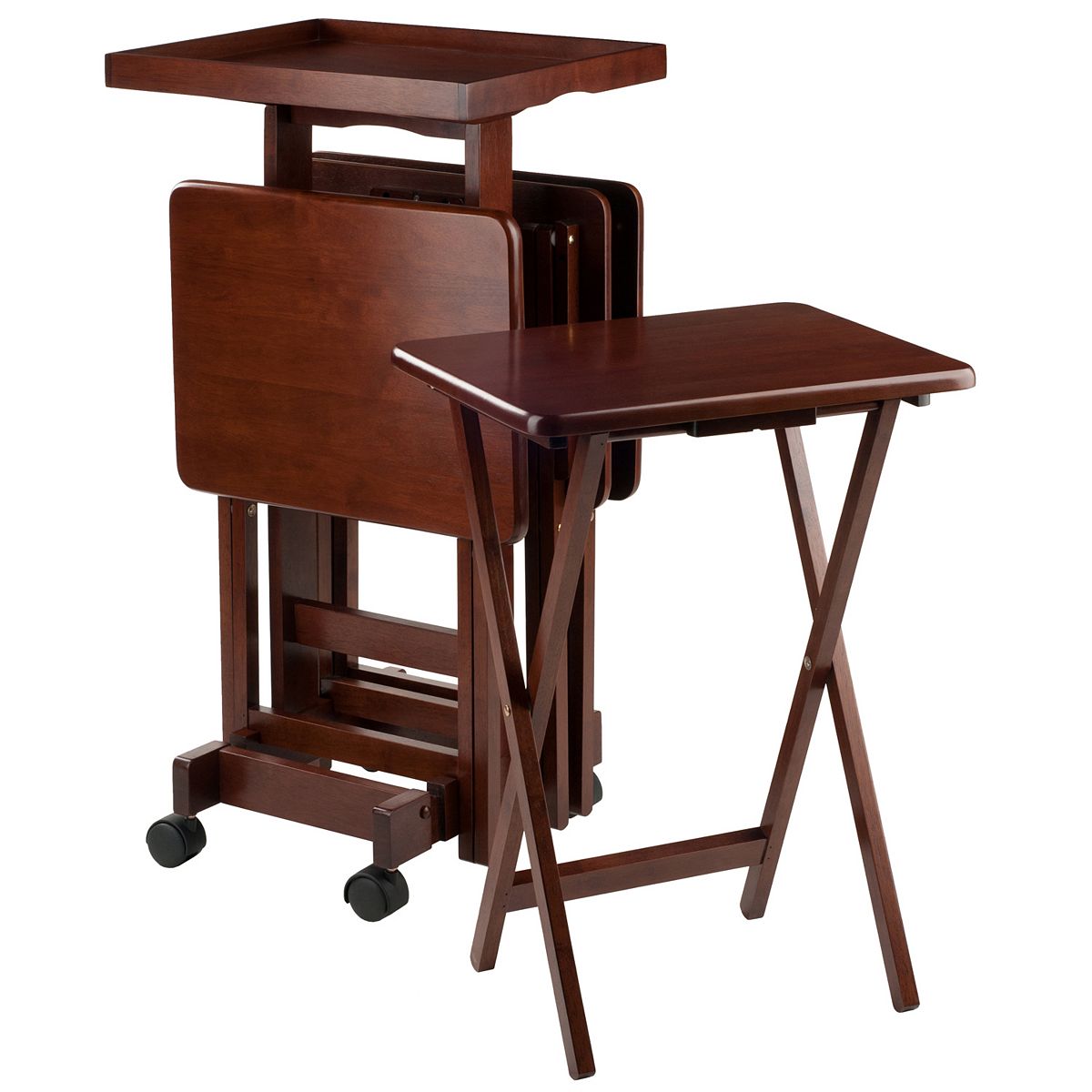 Winsome Snack Tray Table 6-piece Set - Walnut