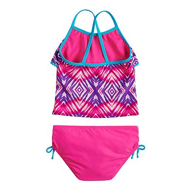 Girls 4-6x SO® Tie-Dye Flounce Tankini Top & Bottoms Swimsuit Set