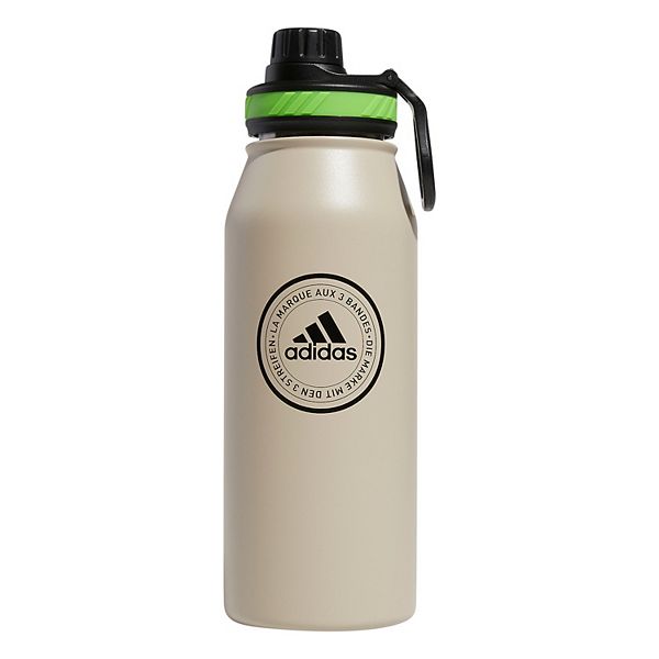 Adidas Steel 1L Metal Bottle, Wonder Beige/Black/Lucid Lime Green