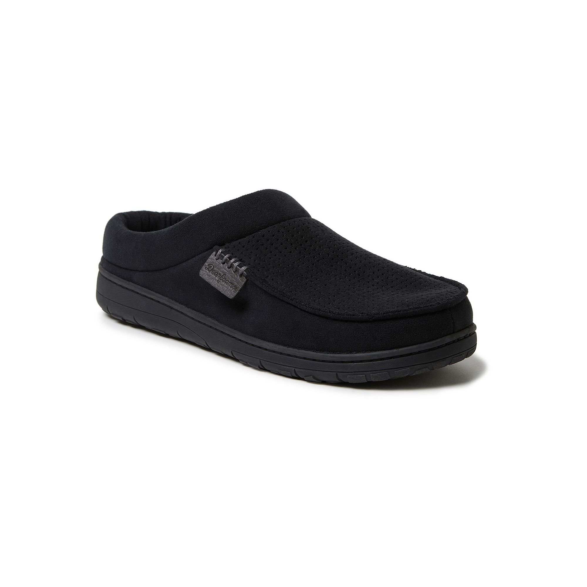 Mens Dearfoams Brendan Perforated Microsuede Clog Slipper, Size: Small, Bl
