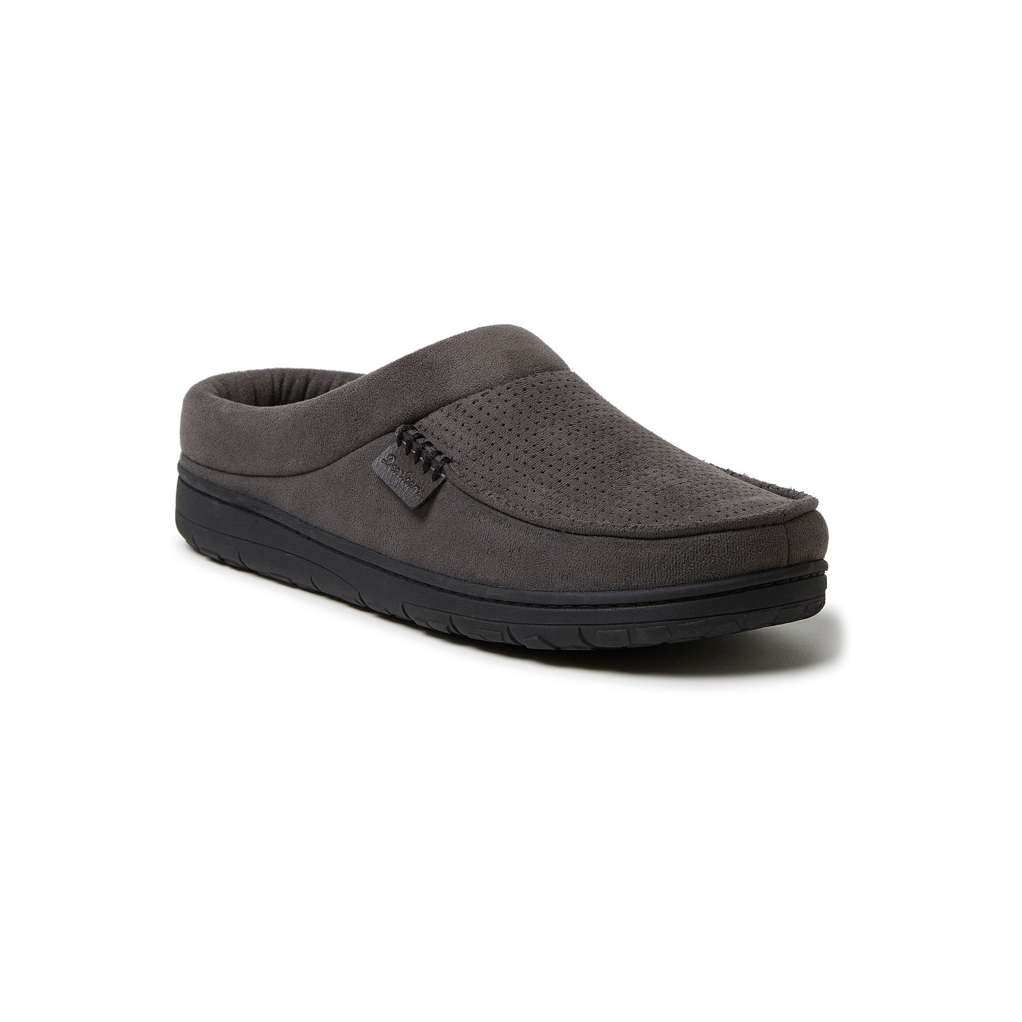 Mens Dearfoams Brendan Perforated Microsuede Clog Slipper, Size: MD Wide, 