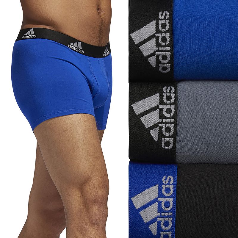 Men’s adidas 3-Pack Cotton Stretch Trunks, Mens, Size: Large, Med Blue