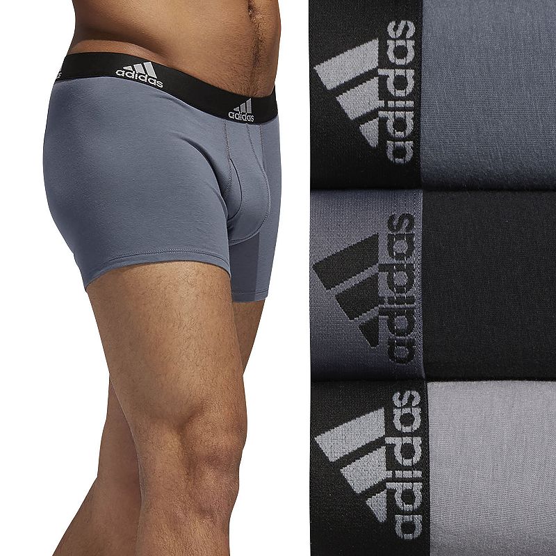 Men’s adidas 3-Pack Cotton Stretch Trunks, Mens, Size: XL, Grey