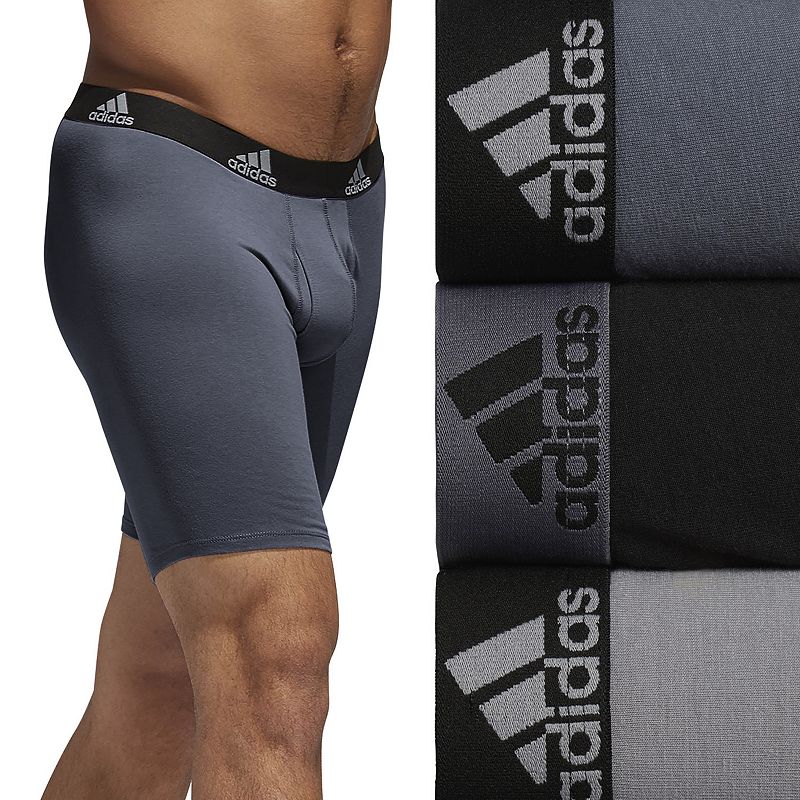 Men’s adidas 3-Pack Cotton Stretch Long Boxer Briefs, Mens, Size: Medium