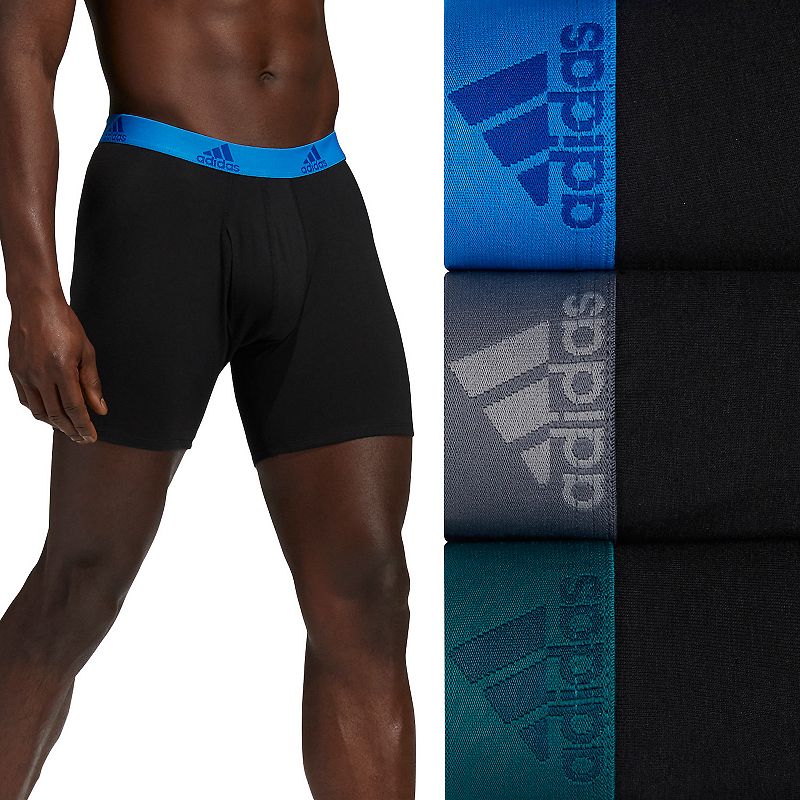 Mens adidas 3-pack Cotton Stretch Boxer Briefs, Size: Medium, Black