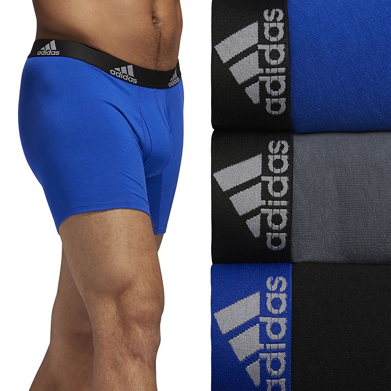Mens adidas 3-pack Cotton Stretch Boxer Briefs, Size: Large, Med Blue