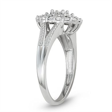 Sterling Silver 1/4 Carat T. W. Diamond Ring