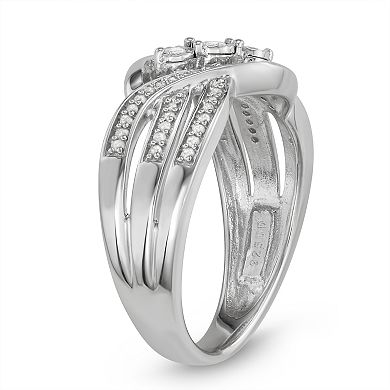 Sterling Silver 1/4 Carat T. W. 3-stone Diamond Ring