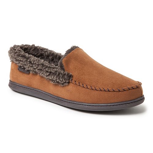 Men's Dearfoams Microfiber Suede Whipstitch Moccasin Slippers