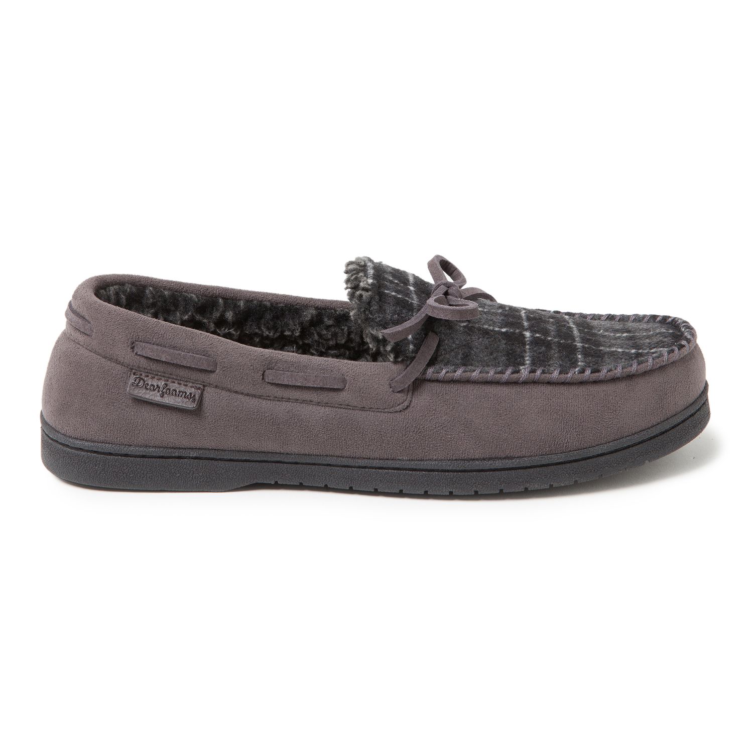 men's dearfoams microsuede whipstitch trim clog slippers