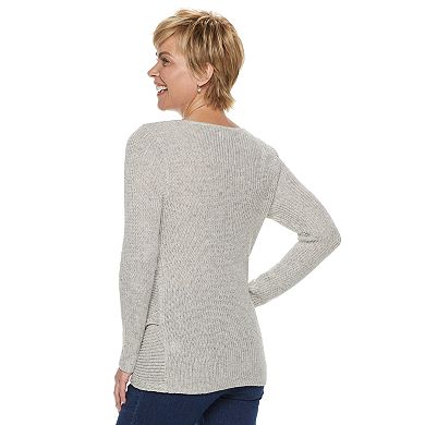 Women's Croft & Barrow® Tulip-Hem Crewneck Sweater