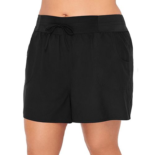 Plus Size Croft & Barrow® Tummy Slimmer Woven Swim Shorts