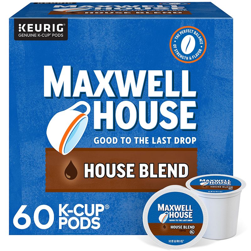 Maxwell House House Blend Coffee, Keurig K-Cup Pods, Medium Roast, 60 Count