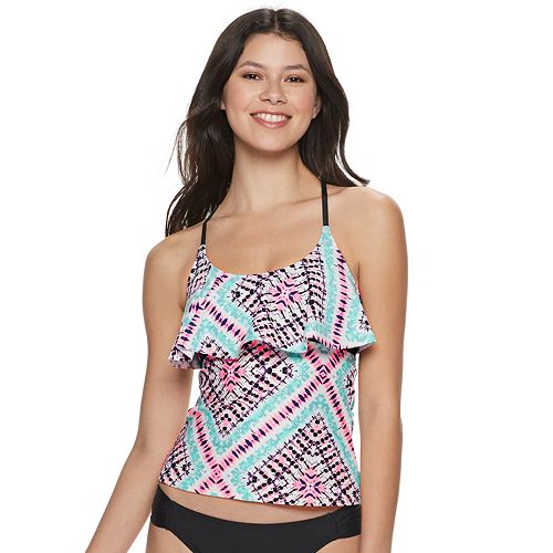 Mix and Match Braided Racerback Flounce Tankini Top