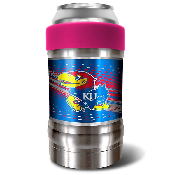 Kansas KU Jayhawk Engraved 12 oz Soda can Holder Rawhide Koozie