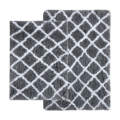 Hibbing 2 Piece Shag Diamond Bath Rug Set