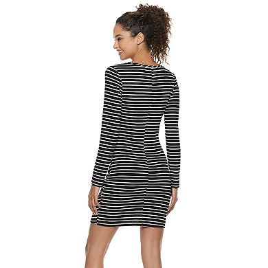 Juniors' Love, Fire Ruched Striped Bodycon Dress