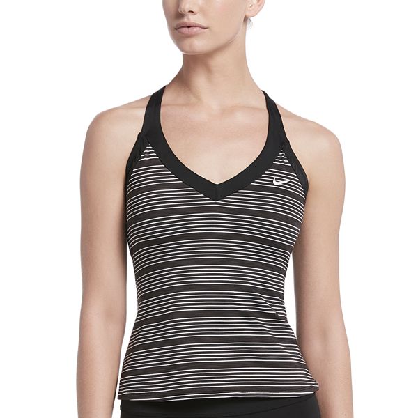 Women's Nike 61 Heather Striped VNeck Tankini Top
