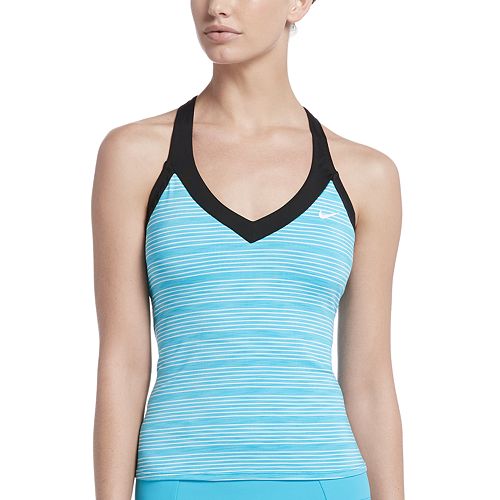 Women's Nike 6:1 Heather Striped V-Neck Tankini Top