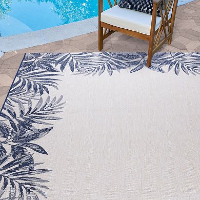 Gertmenian Avenue 33 Paseo Tropic Leaves Indoor/Outdoor Framed Rug