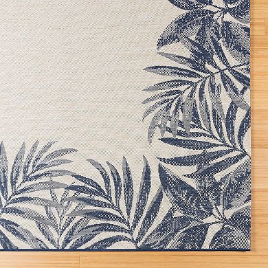 Gertmenian Avenue 33 Paseo Tropic Leaves Indoor/Outdoor Framed Rug