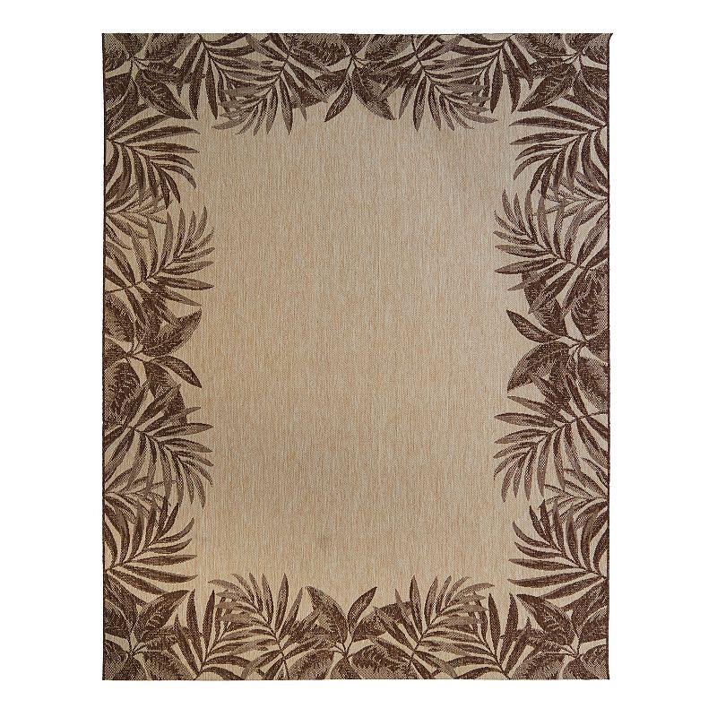 Gertmenian Avenue 33 Paseo Tropic Leaves Indoor/Outdoor Framed Rug, Multicolor, 7.5X10 Ft