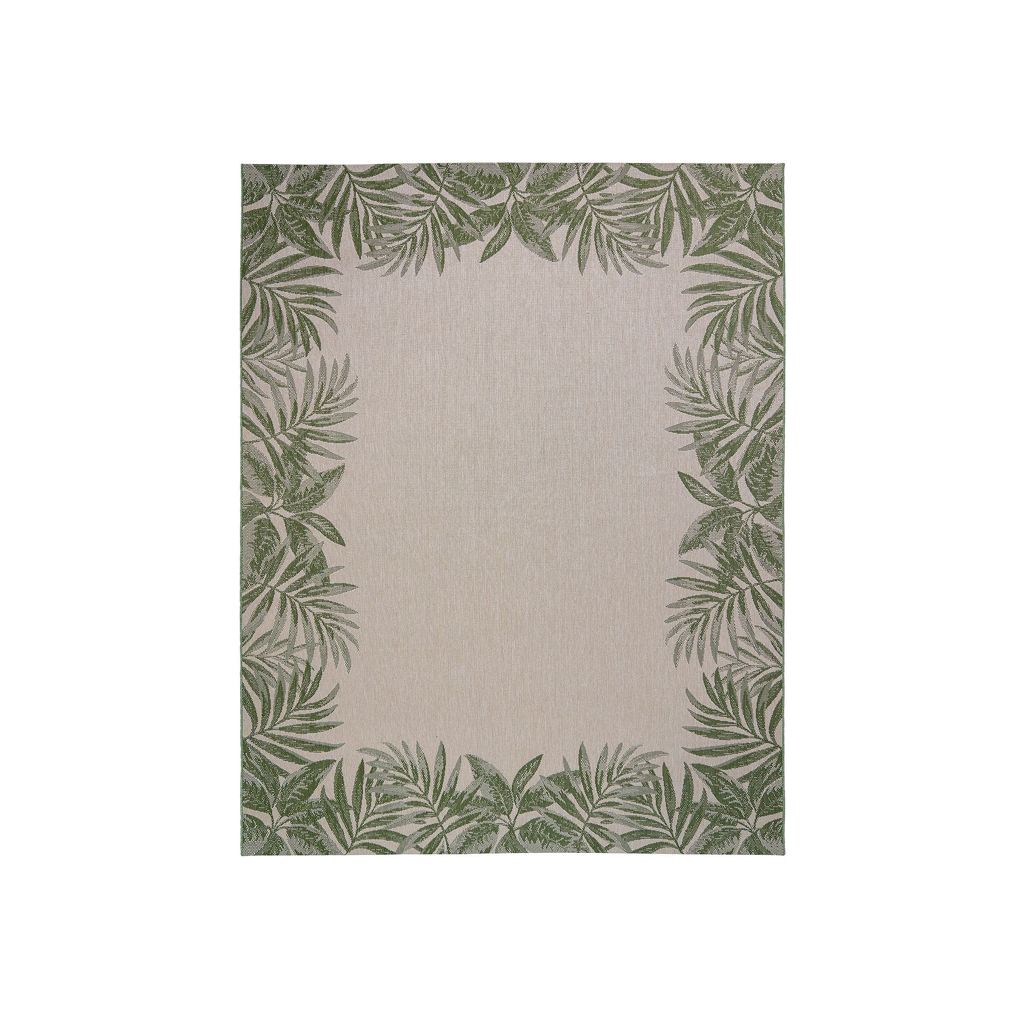 Gertmenian Avenue 33 Paseo Tropic Leaves Indoor/Outdoor Framed Rug, Green