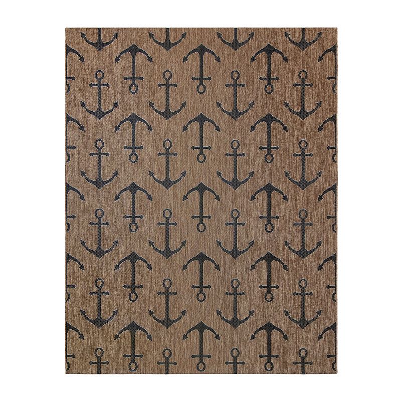 Gertmenian Paseo Maritime Indoor/Outdoor Rug, Brown, 8X10 Ft