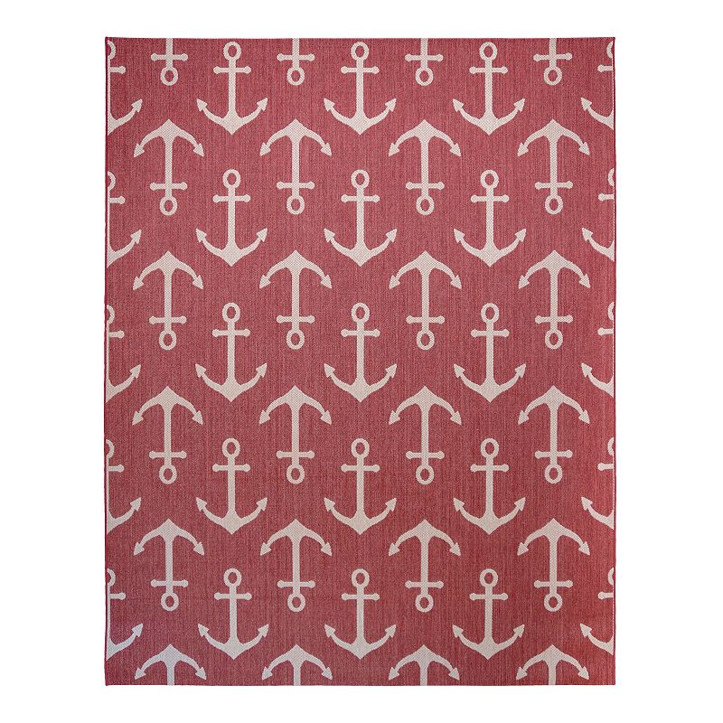 Gertmenian Paseo Maritime Indoor/Outdoor Rug, Red, 9X13 Ft