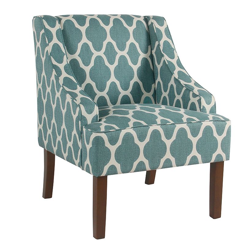 HomePop Geometric Swoop Arm Accent Chair, Blue