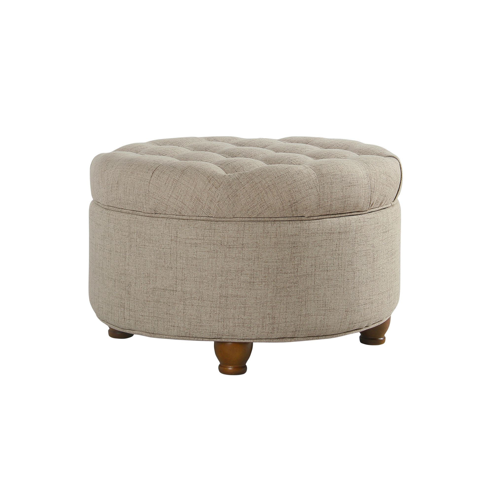 HomePop Tufted Foam Storage Ottoman, Light