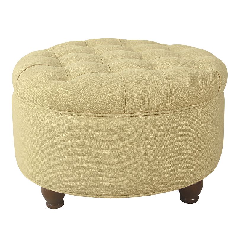 HomePop Tufted Storage Ottoman, Beig/Green