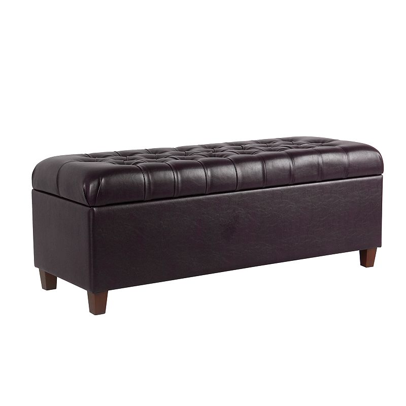 HomePop Macalester Tufted Storage Bench, Beig/Green