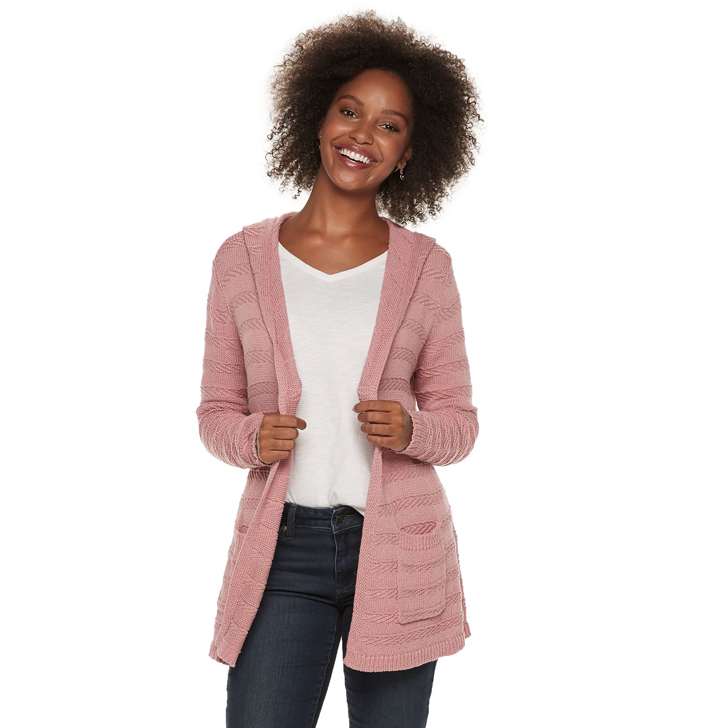 petite hooded cardigan