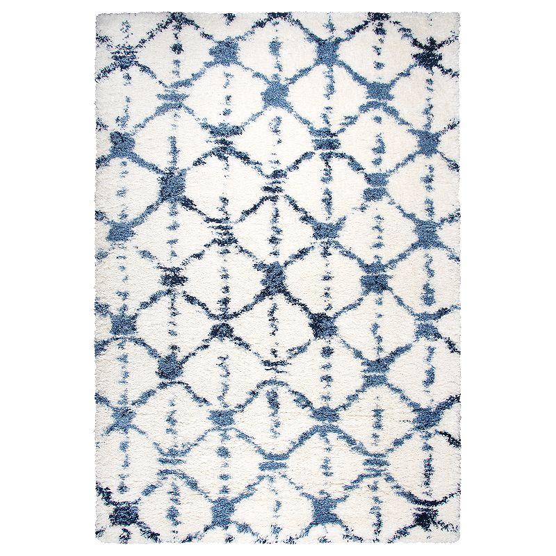 Rizzy Home Alexa Adana Collection Geometric Rug, Blue, 5X7 Ft